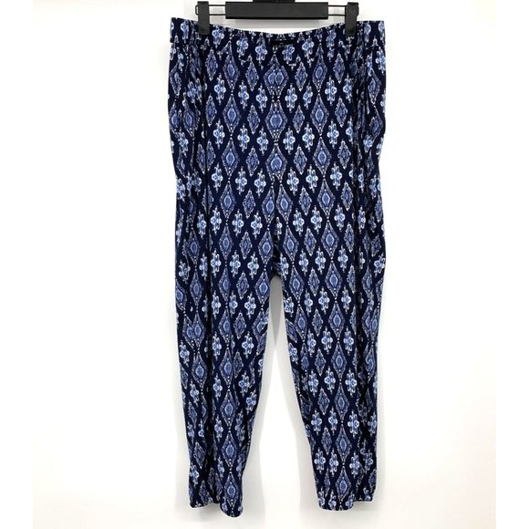 White House Black Market Pants - White House Black Market Jogger Pants Blue Printed Stretch Crop